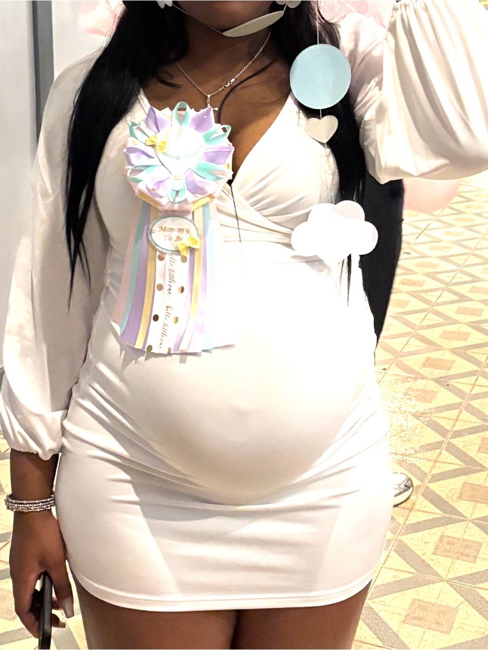 White Maternity Bodycon Dress